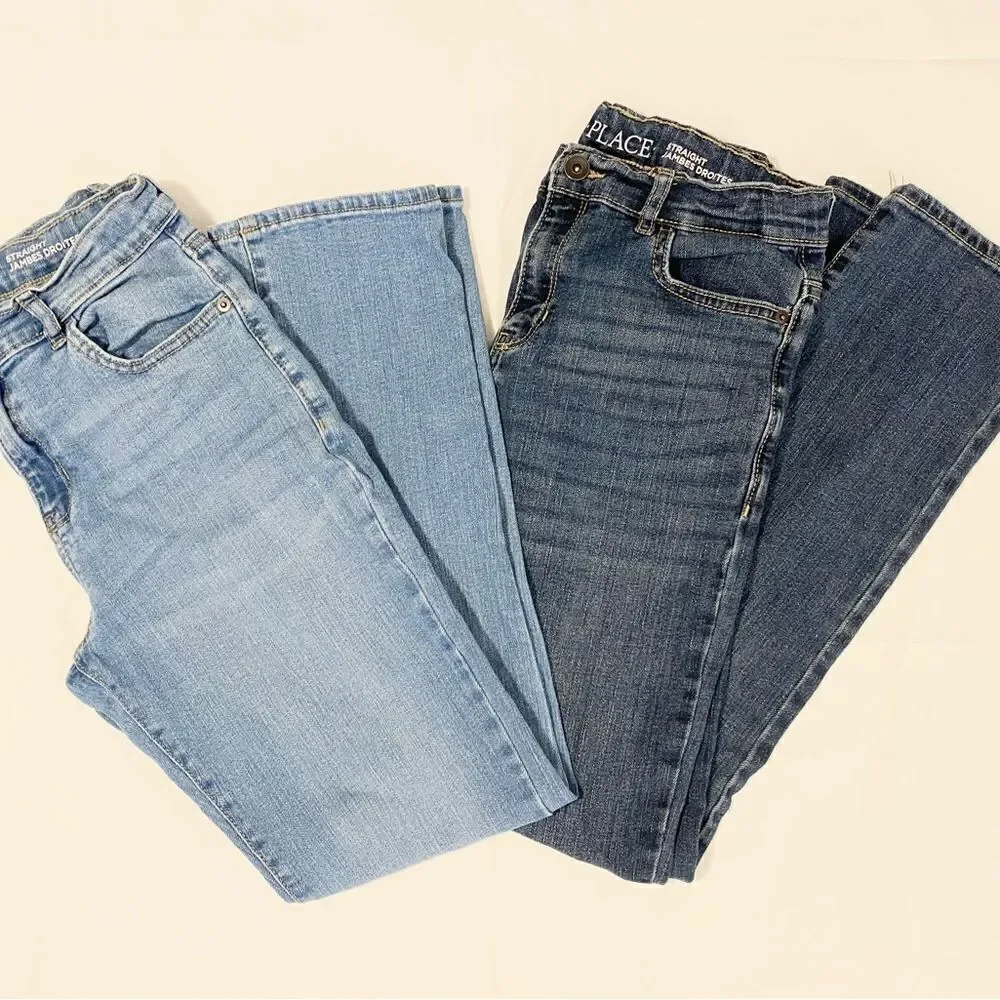 The Children’s Place adjustable waist boys jeans straight leg size 14. Lot of 2.